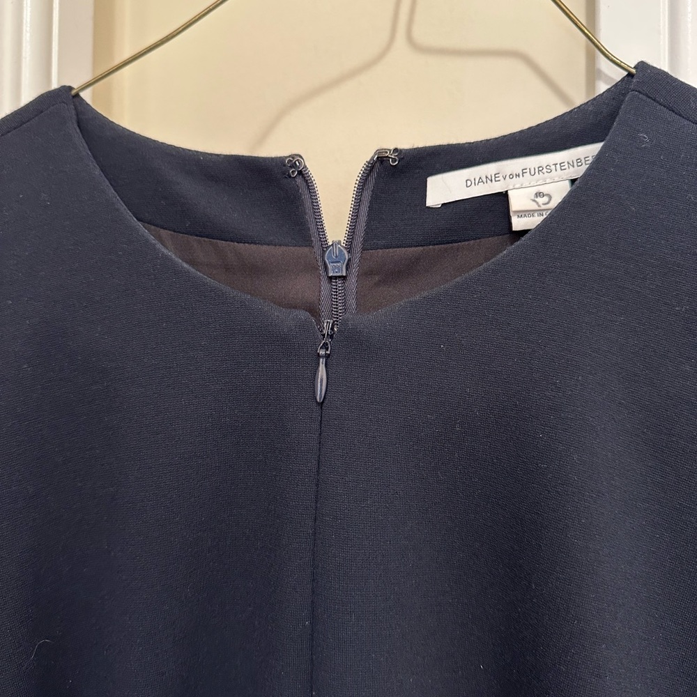 DVF Navy short sleeve dress. Size 10.